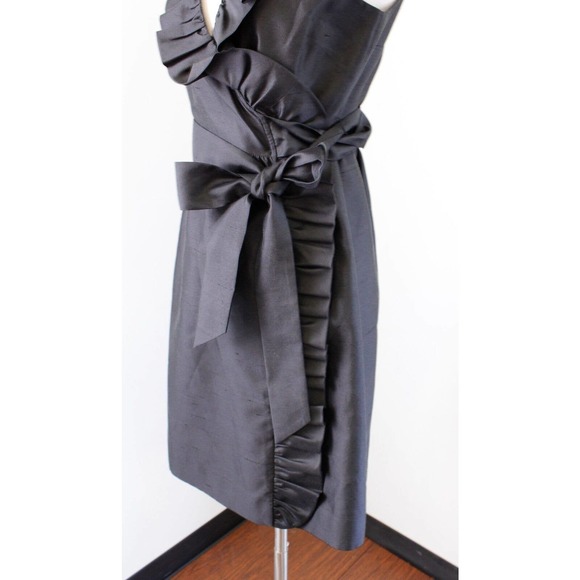NWT $375 Kate Spade Black Silk Blend Aubrey Ruffle Trim Wrap Tie Dress Size 2 - Picture 4 of 6